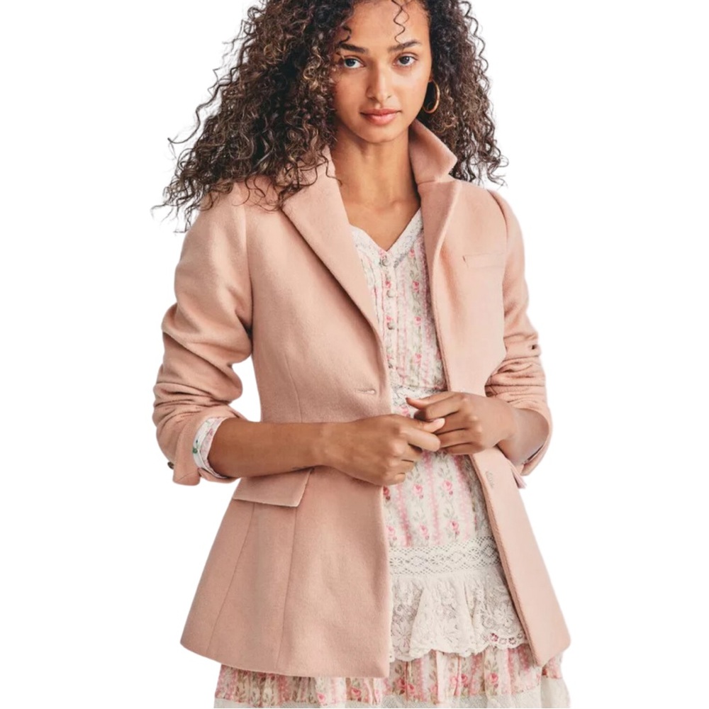 Loveshackfancy Lula‎ Wool-Blend Blazer in Pink Size 2